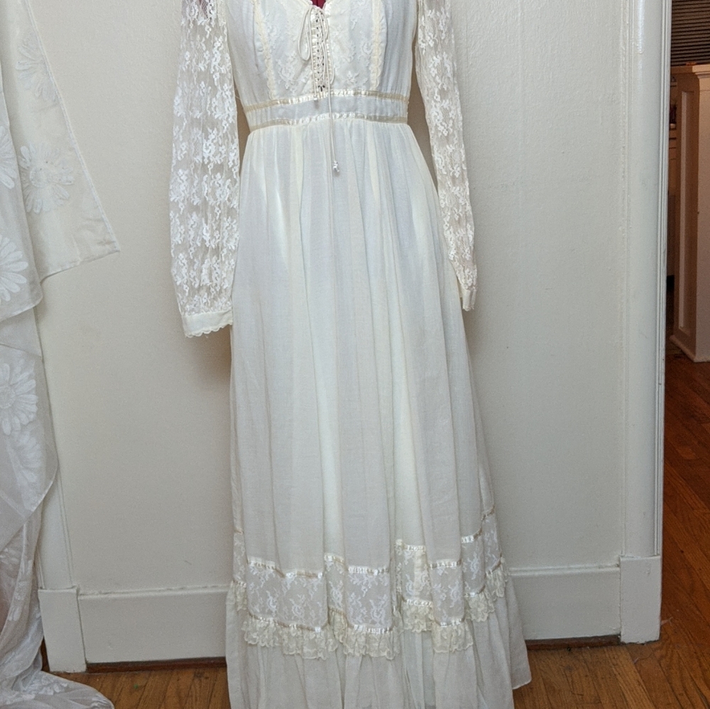 Vintage gunne sax white natural fiber maxi dress - Picture 4 of 8